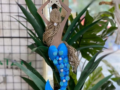 Mô hình Nàng tiên cá Handmade vỏ sò ốc [Bằng gỗ - 3 màu] KT53x14cm MOHINH-PCB-02